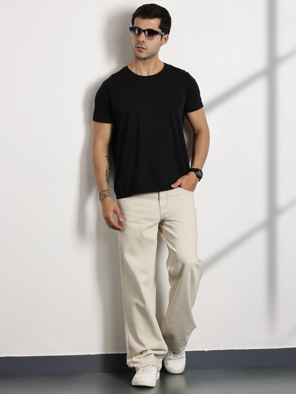 Thomas Scott Men Beige Mid-Rise Non Stretchable Baggy Jeans