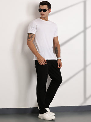 Thomas Scott Men Black Mid-Rise Regular Fit Woven Trousers