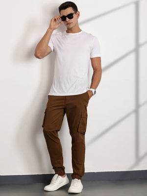 Thomas Scott Men Brown Mid-Rise Slim Fit Woven Cargo Trousers