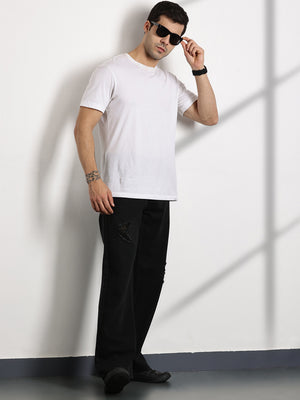 Thomas Scott Men Black Mid-Rise Baggy Fit Cotton Non Stretchable Jeans