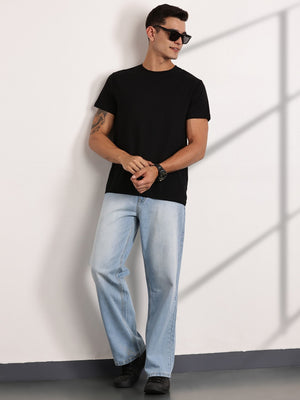 Thomas Scott Men LightBlue Mid-Rise Baggy Fit Cotton Non Stretchable Jeans