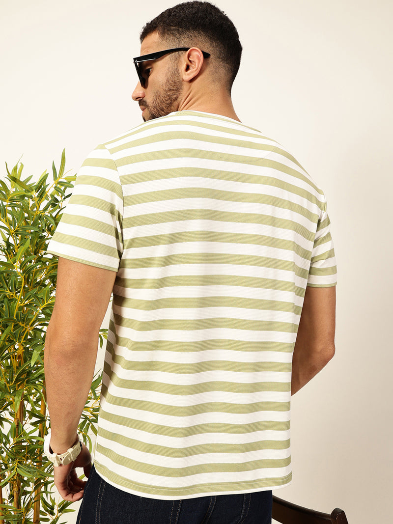 Thomas Scott Men Green Regular Fit Short Sleeves Round Neck Knitted T-shirt