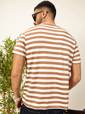 Thomas Scott Men Brown Regular Fit Short Sleeves Round Neck Knitted T-shirt