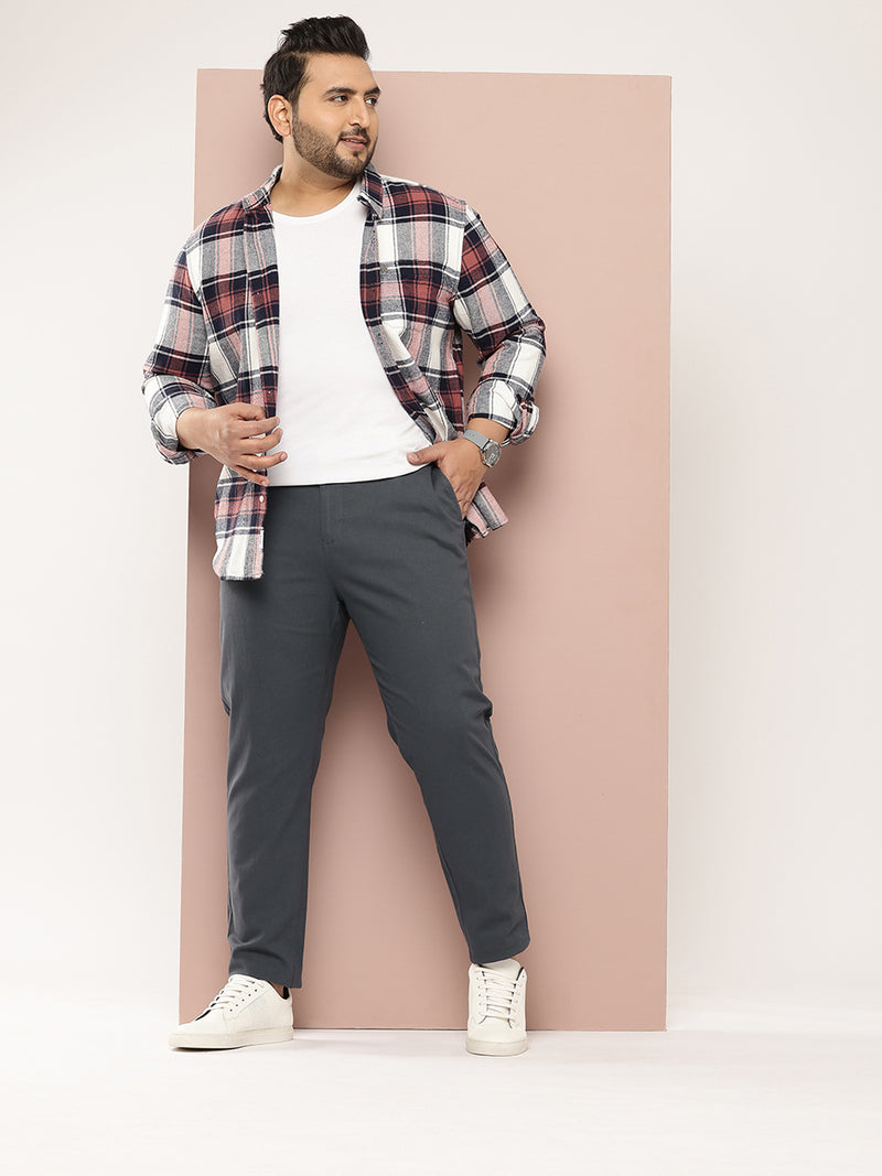 Thomas Scott Men Steel Plus Size Smart Easy Wash Pure Cotton Chinos Trousers