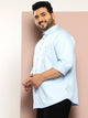 Thomas Scott Men SkyBlue Plus Size Regular Fit Long Sleeves Button-Down Collar Twill Shirt