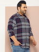 NavyBlue Plus Size Regular Fit Tartan Checks Woven Shirt Joggers