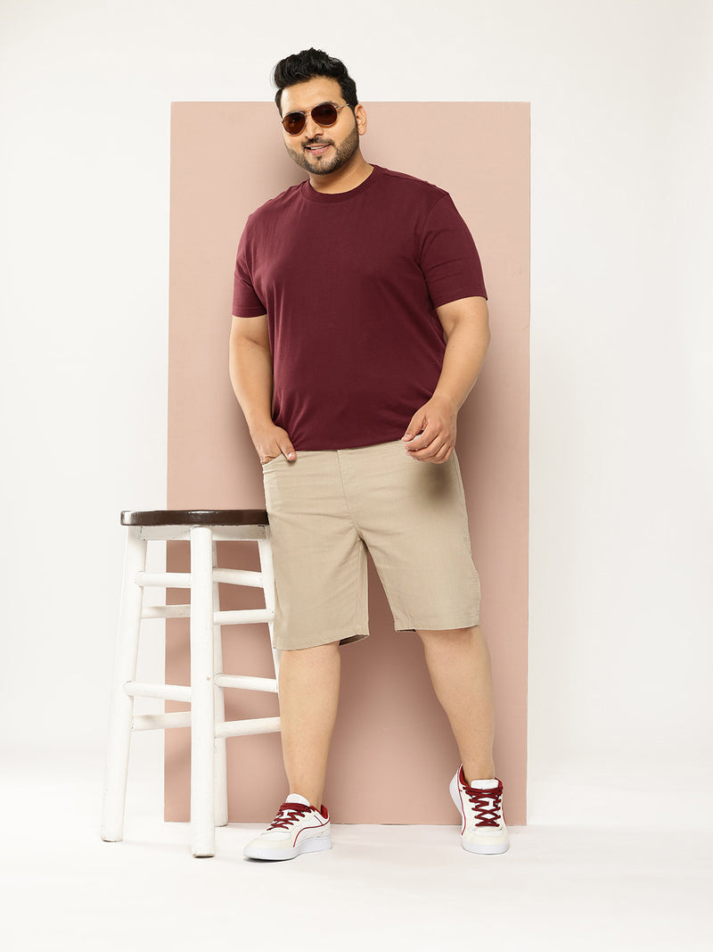 Thomas Scott Men DarkGrey Plus Size Regular fit Mid-rise Cotton Woven Chino Shorts