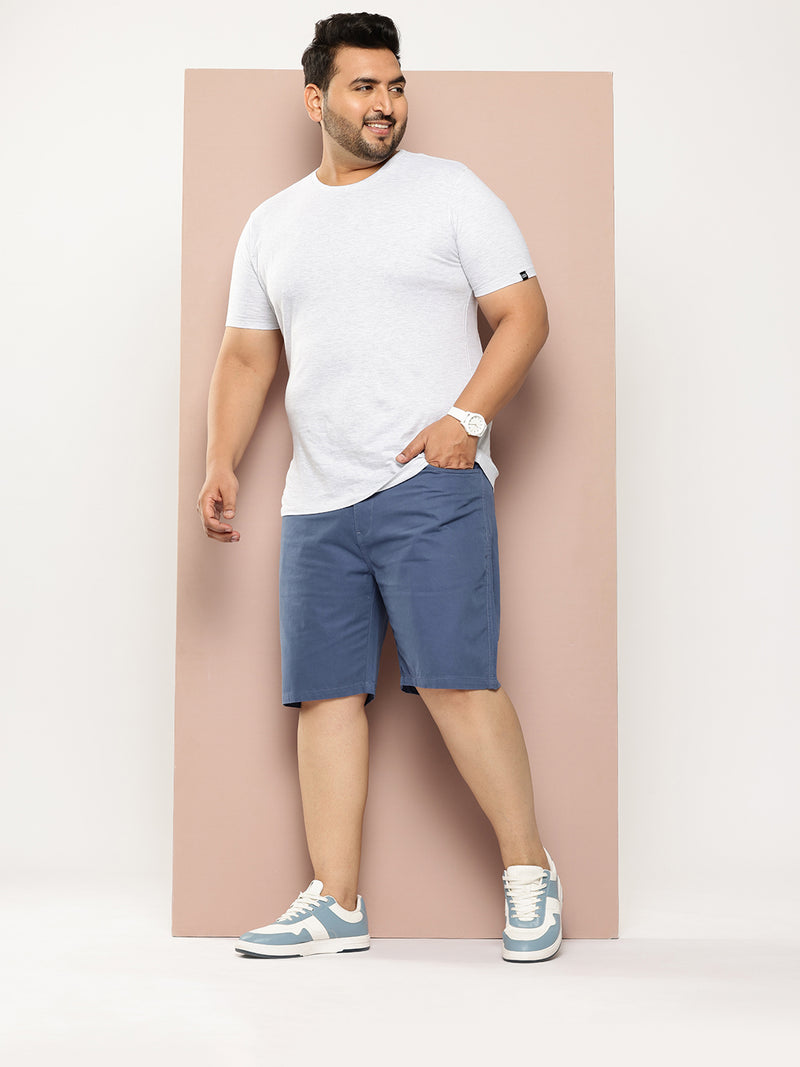 Thomas Scott Men Blue Plus Size Regular Fit Mid-Rise Cotton Woven Chinos Shorts
