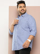Thomas Scott Men RoyalBlue Plus Size Regular Fit Long Sleeves Gingham Checks Woven Casual Shirt