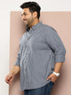 Thomas Scott Men Navy Plus Size Regular Fit Long Sleeves Gingham Checks Woven Casual Shirt