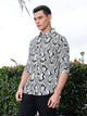 Black Regular Fit Long Sleeves Geometric Print Pure Cotton Casual Shirt For Men