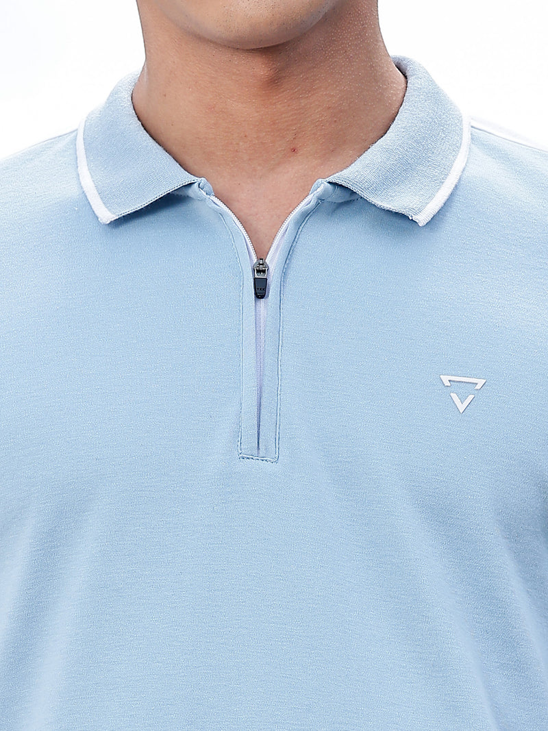 Thomas Scott Men Blue Regular Fit Short Sleeves Polo Collar Knitted Tshirt