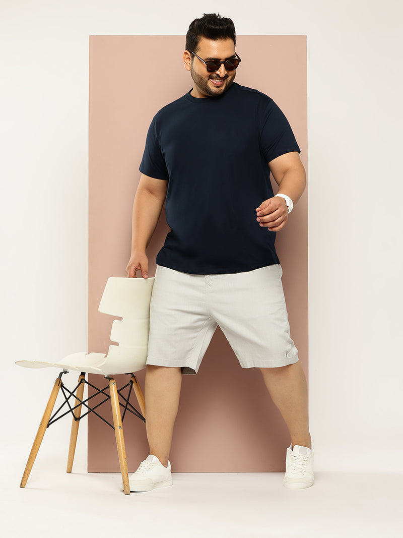 Thomas Scott Men Grey Plus Size Mid-Rise Regular Fit Woven Chinos Shorts