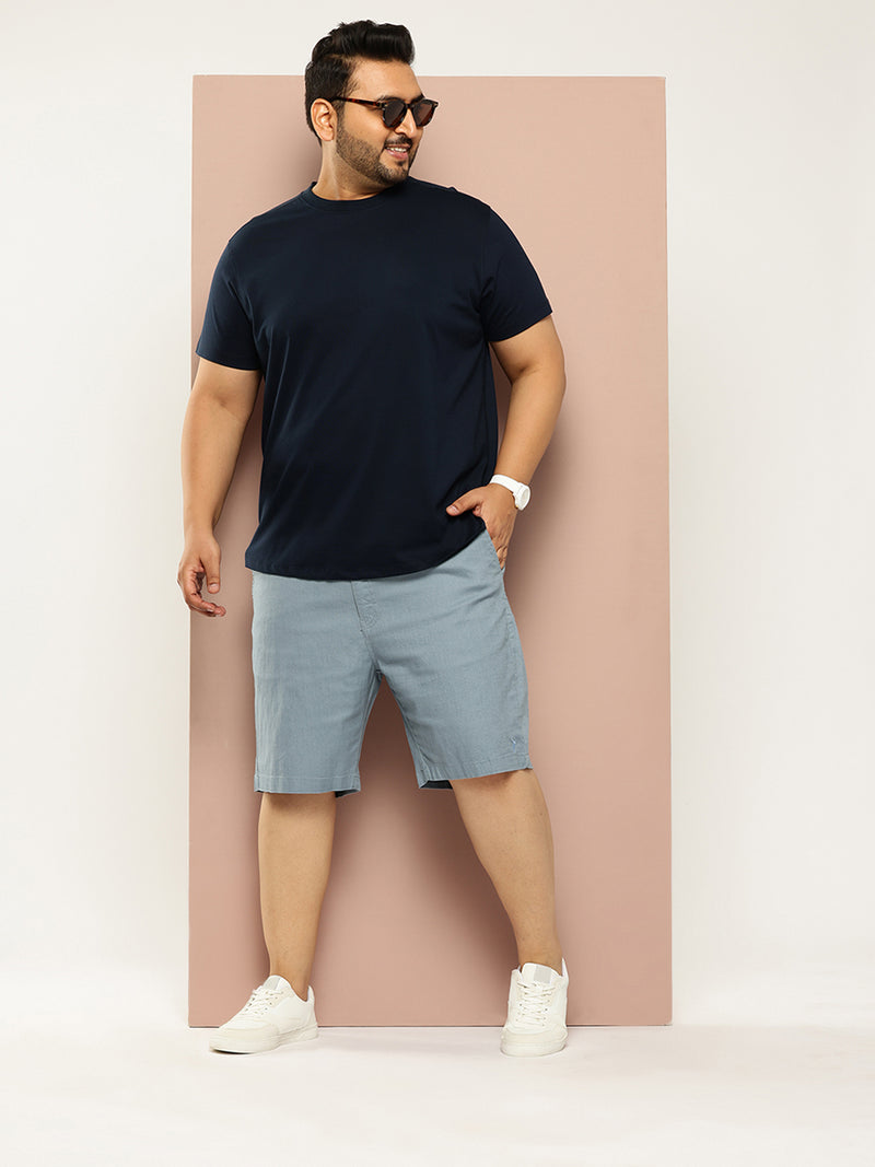 Thomas Scott Men MidBlue Plus Size Mid-Rise Regular Fit Woven Chinos Shorts