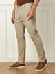 Grey Mid-Rise Straight Fit Solid Woven Chinos Trouser For Men