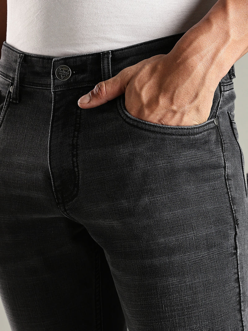 Thomas Scott Men Black Mid-Rise Slim Fit Stretchable Jeans