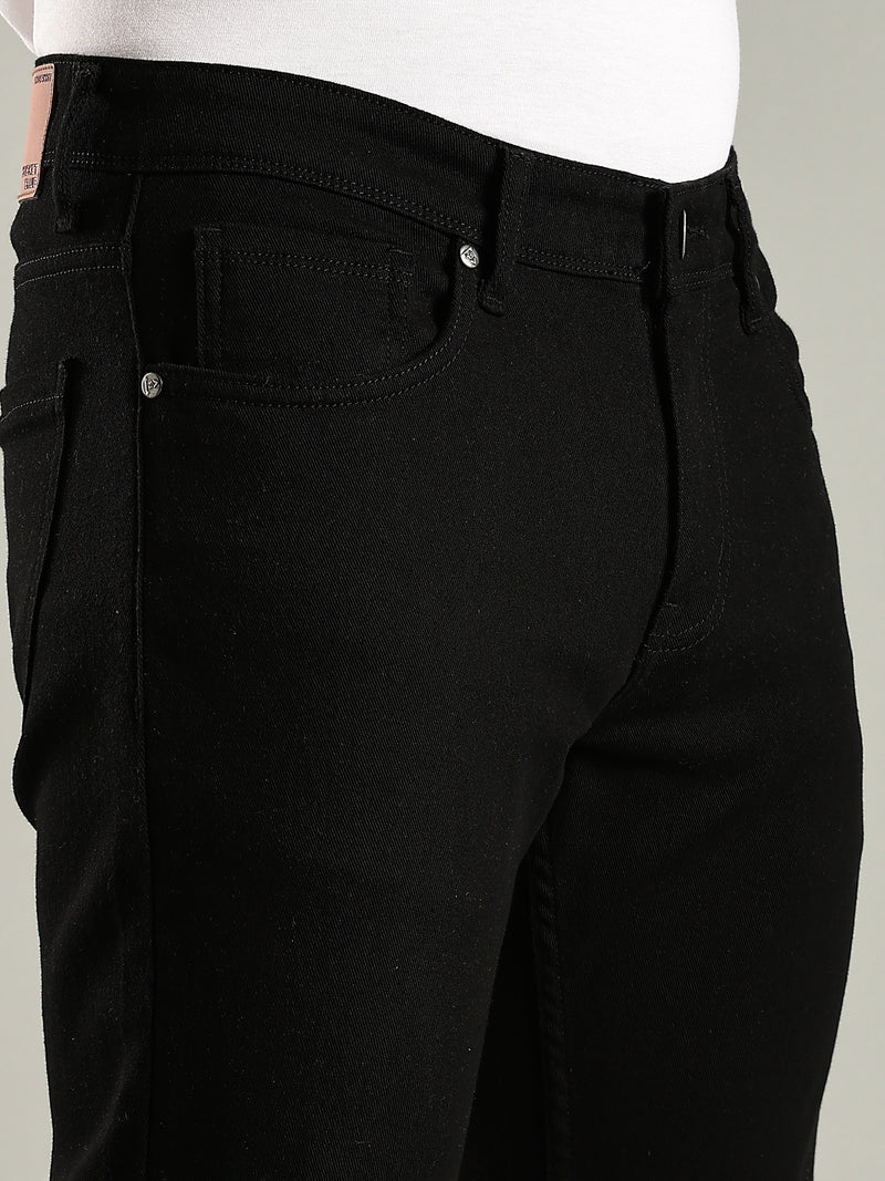 Thomas Scott Men Black Mid-Rise Slim Fit No Fade Stretchable Jeans