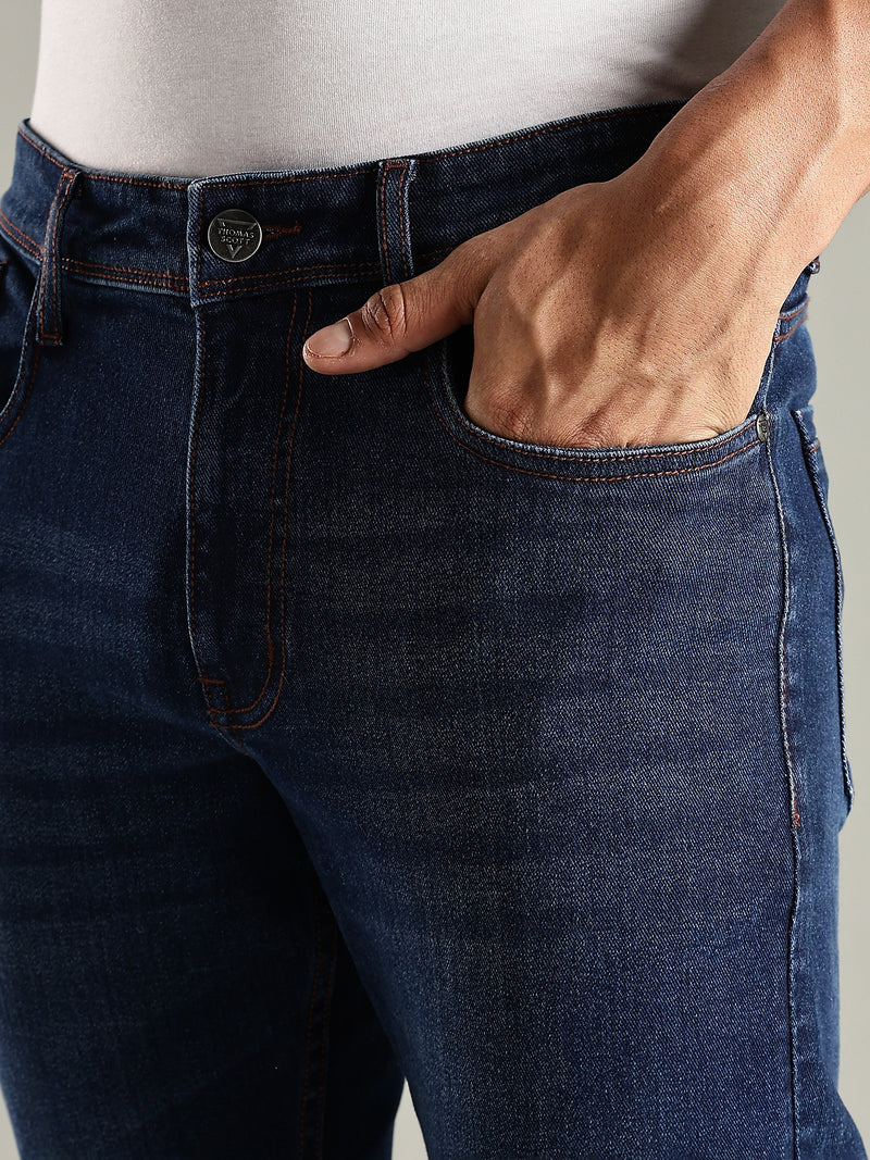 Thomas Scott Men Indigo Mid-Rise Straight Fit Stretchable Jeans