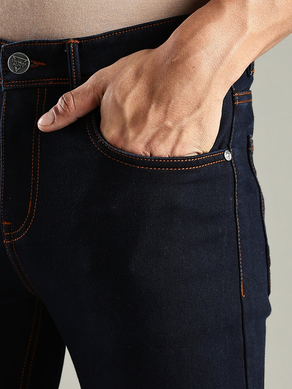 Thomas Scott Men Indigo Mid-Rise Straight Fit Stretchable Jeans