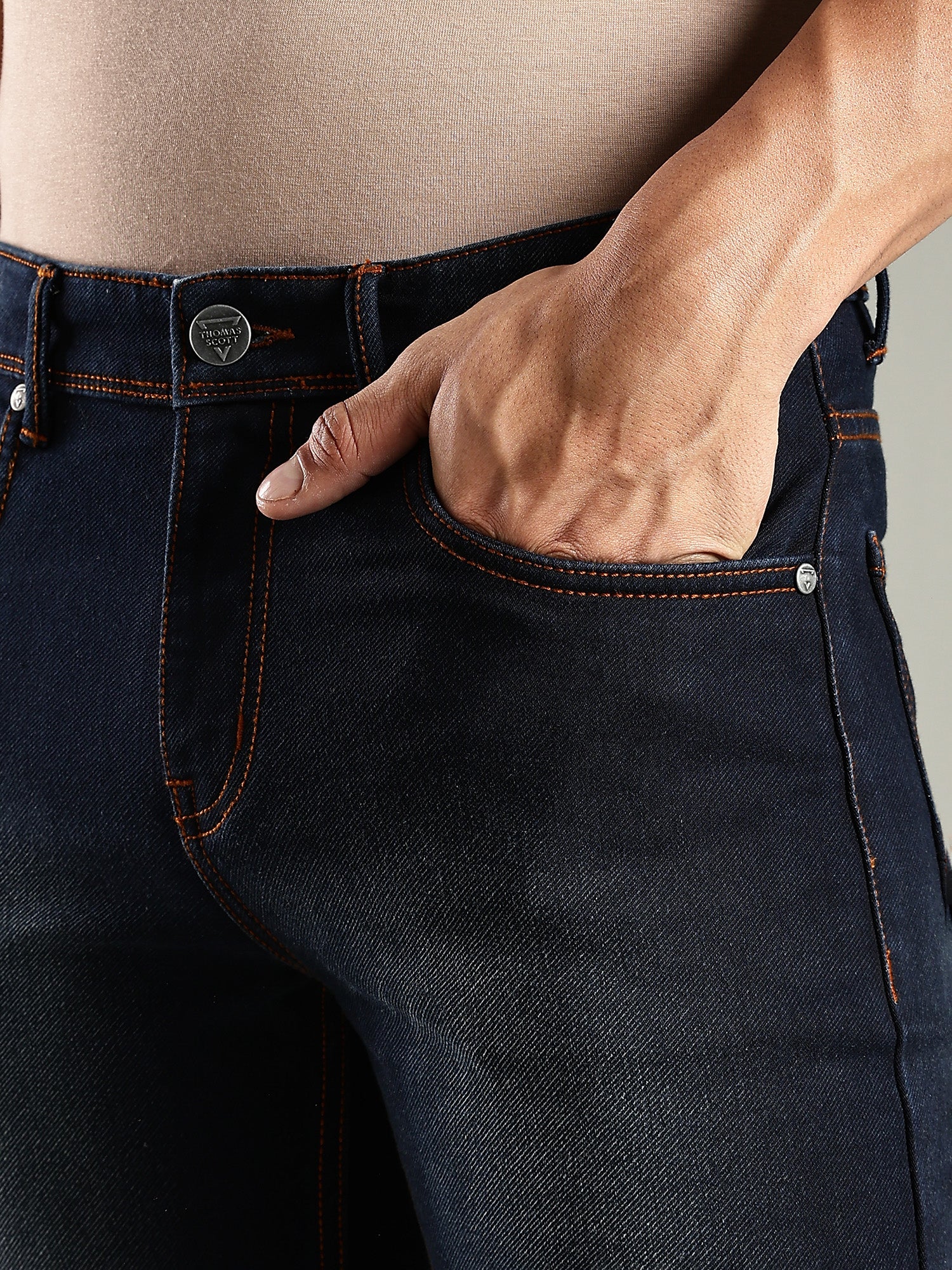 Thomas Scott Men Indigo Mid-Rise Straight Fit Stretchable Jeans