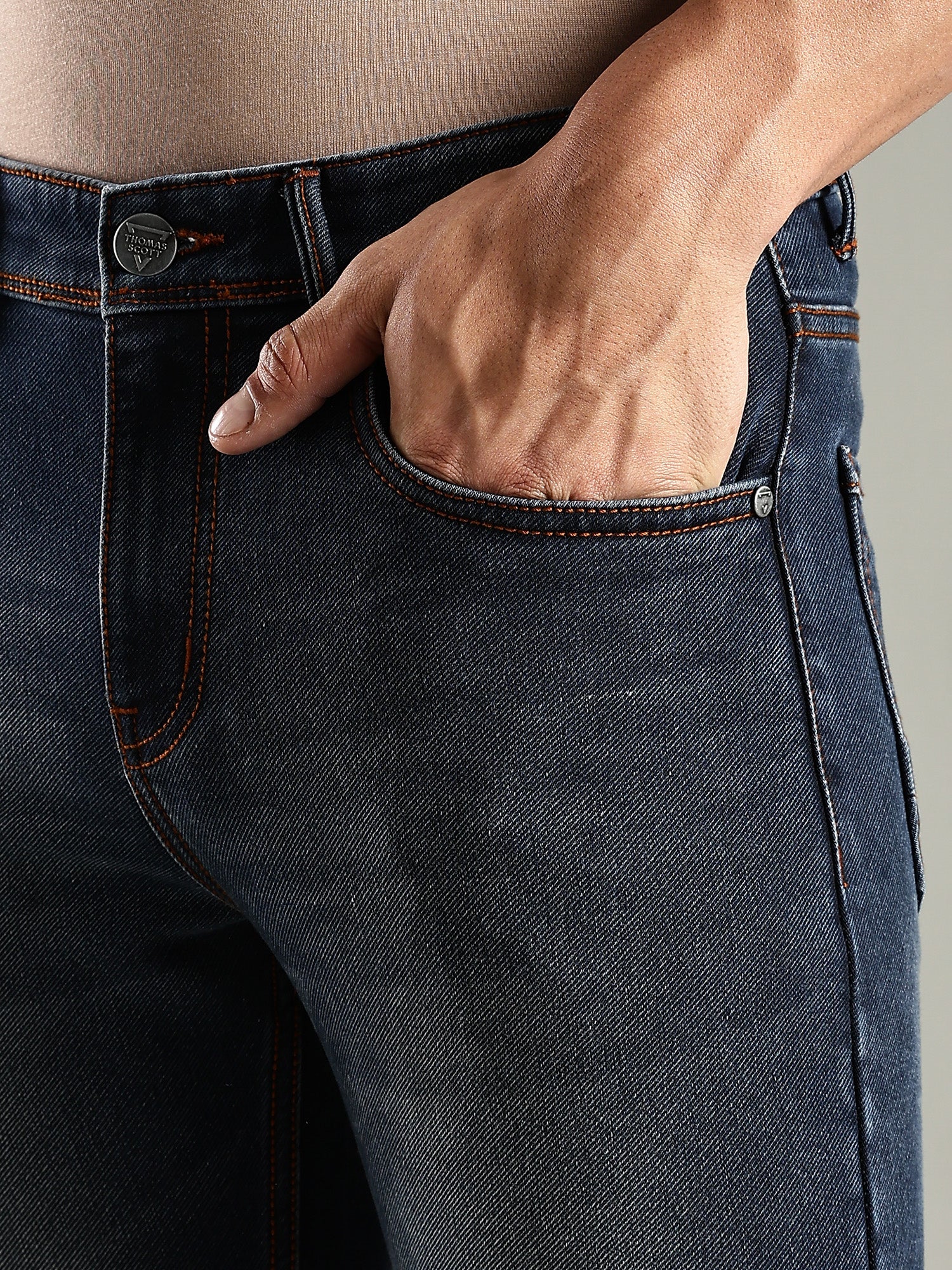 Thomas Scott Men Indigo Mid-Rise Straight Fit Stretchable Jeans