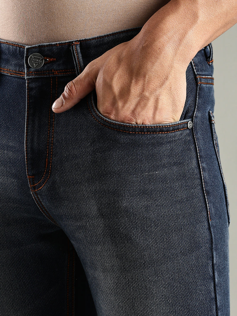 Thomas Scott Men Indigo Mid-Rise Straight Fit Stretchable Jeans