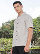 Thomas Scott Men Grey Slim Fit Short Sleeves Self Design Seersucker Shirt