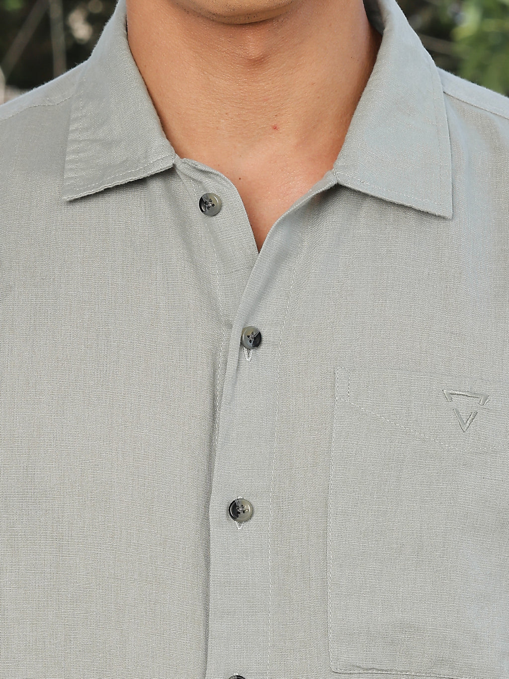 Thomas Scott Men Grey Short Sleeves Oversized Cotton Linen Casual Shirt