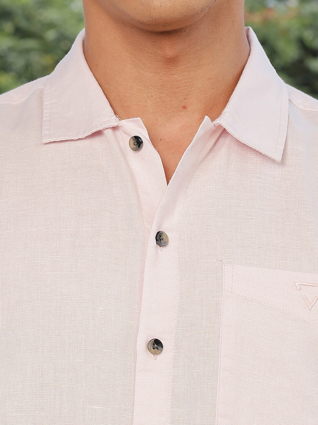 Thomas Scott Men Pink Short Sleeves Oversized Cotton Linen Casual Shirt