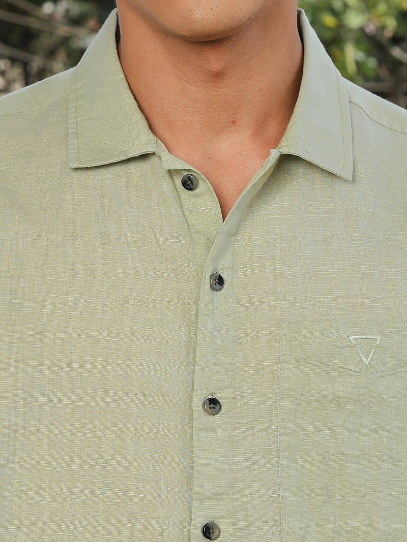 Thomas Scott Men Pista Short Sleeves Oversized Cotton Linen Casual Shirt