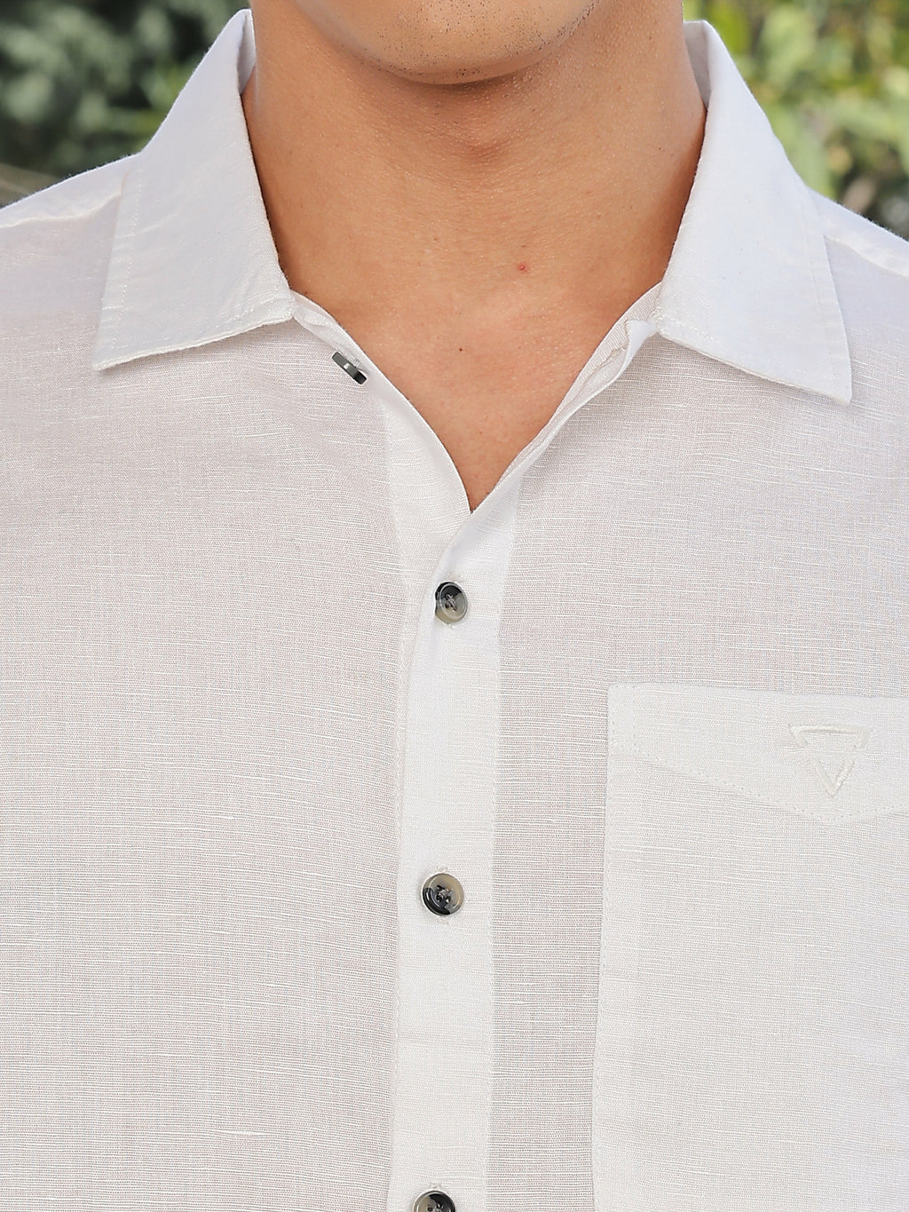 Thomas Scott Men White Short Sleeves Oversized Cotton Linen Casual Shirt