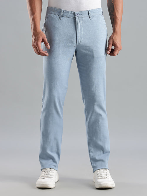 Thomas Scott Men Light Blue Mid-Rise Regular Fit Trouser