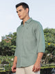 Thomas Scott Men Green Slim Fit Long Sleeves Spread Collar Linen Casual Shirt