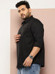 Black Plus Size Regular Fit Long Sleeves Spread Collar Casual Shirt For Men