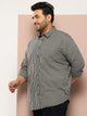 Thomas Scott Men Black Plus Size Regular Fit Long Sleeves Gingham Checks Woven Casual Shirt