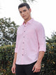 Thomas Scott Men Light Pink Slim Fit Long Sleeves Spread Collar Filafil Casual Shirt