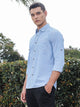 Thomas Scott Men Mid Blue Slim Fit Long Sleeves Spread Collar Filafil Casual Shirt