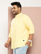 Thomas Scott Men Yellow Plus Size Regular Fit Long Sleeves Button-Down Collar Cotton Casual Shirt