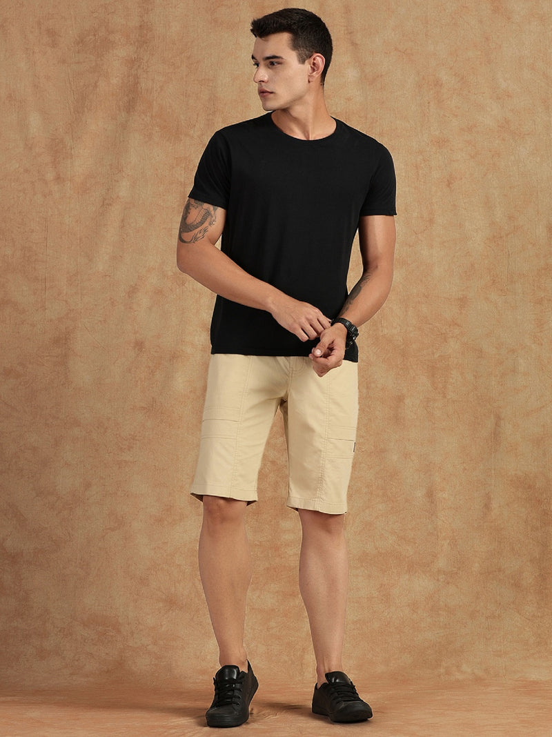 Thomas Scott Men Beige Regular Fit Mid Rise Pure Cotton Shorts