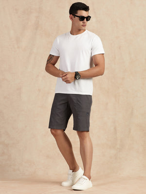 Thomas Scott Men Grey Regular Fit Mid Rise Pure Cotton Shorts