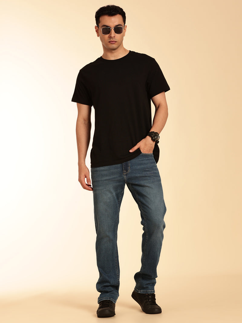 Thomas Scott Men Indigo Smart Straight Fit Mid-Rise Light Fade Stretchable Jeans