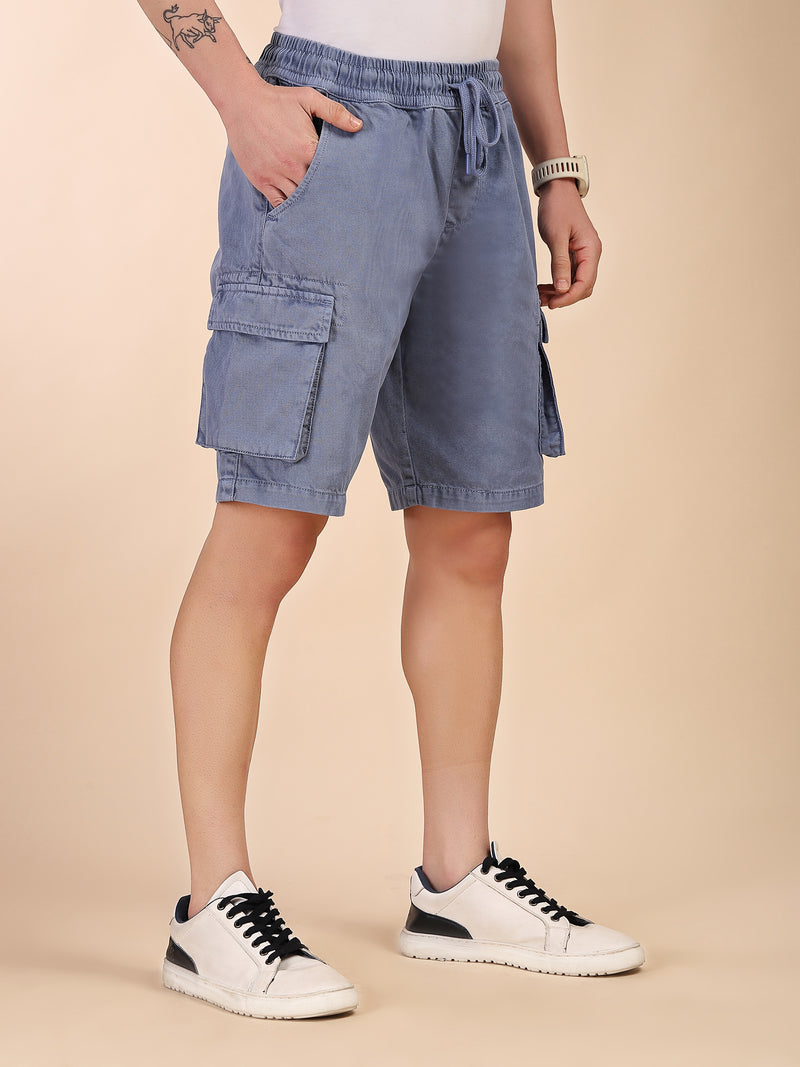 Thomas Scott Men Blue Mid-Rise Straight Fit Above Knee Cotton Woven Cargo Shorts