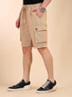 Thomas Scott Men Fawn Mid-Rise Straight Fit Above Knee Cotton Woven Cargo Shorts