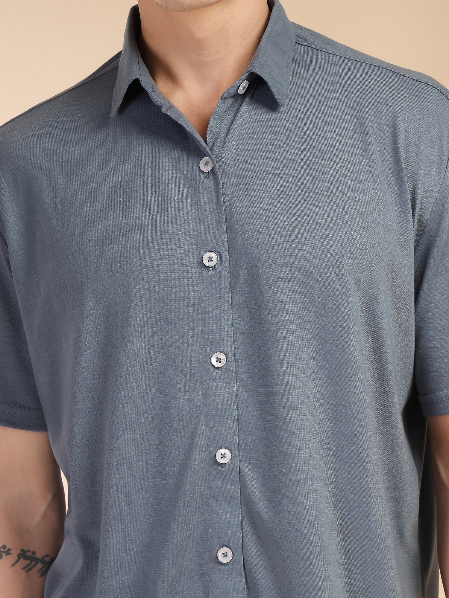 Thomas Scott Men Blue Relaxed Fit Solid Polyester Co-Ords Set