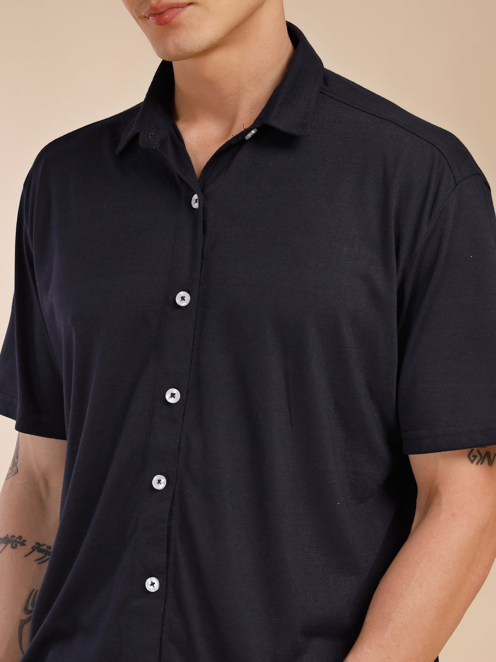 Thomas Scott Men Navy Relaxed Fit Solid Polyester Co-Ords Set