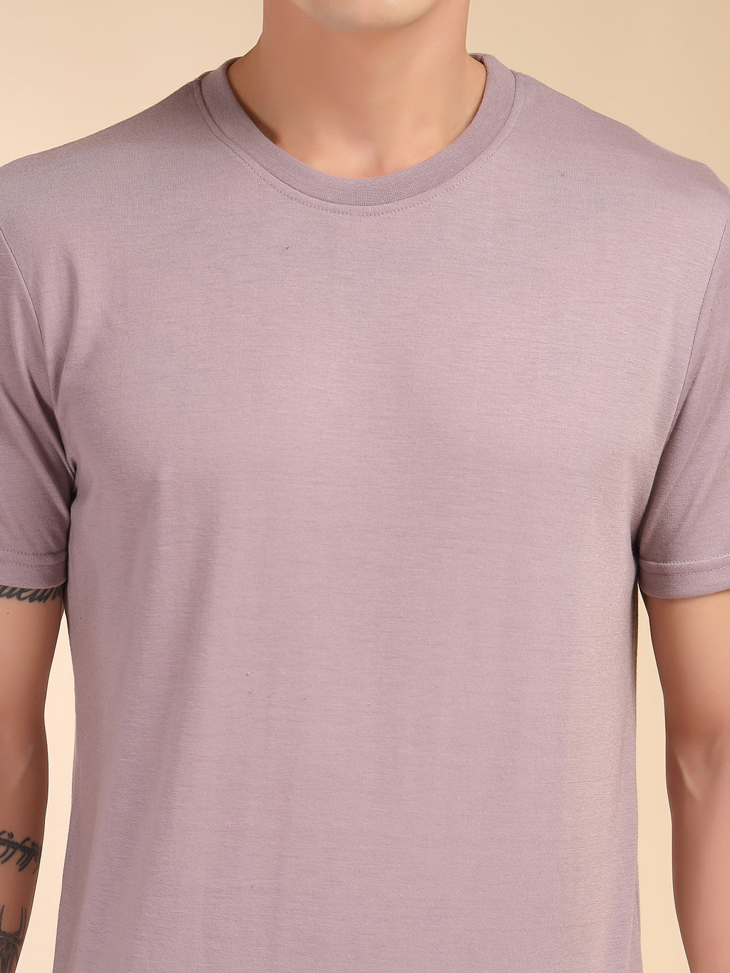 Thomas Scott Men Lilac Round Neck Relaxed Fit Solid Polyester Co-Ords Set