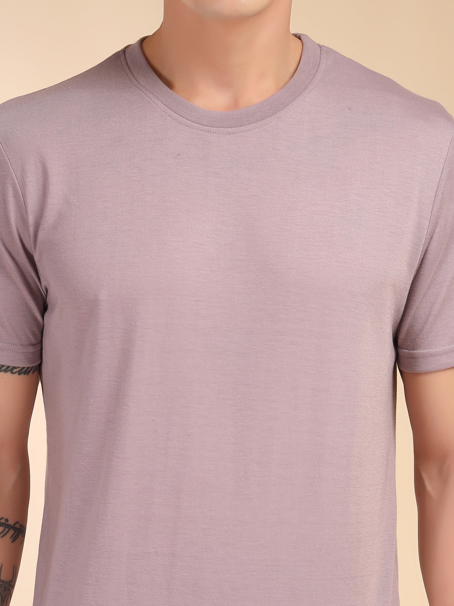 Thomas Scott Men Lilac Round Neck Relaxed Fit Solid Polyester Co-Ords Set