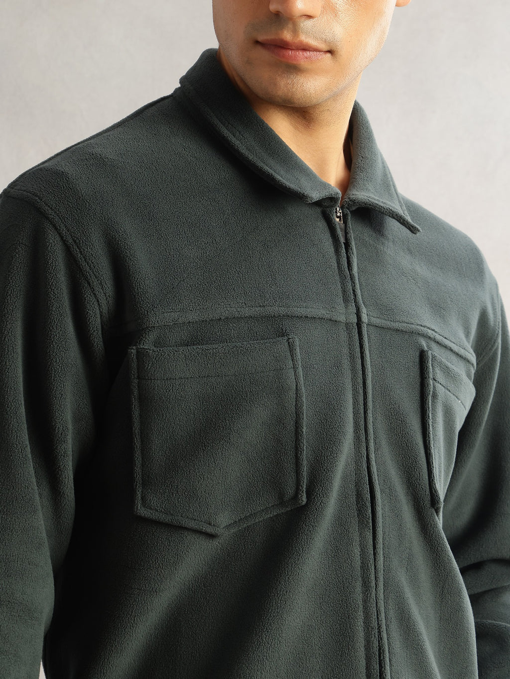 Thomas Scott Men Bottle Green Regular Fit Long Sleeves Self Design Polyester Knitted Open-Front Jacket