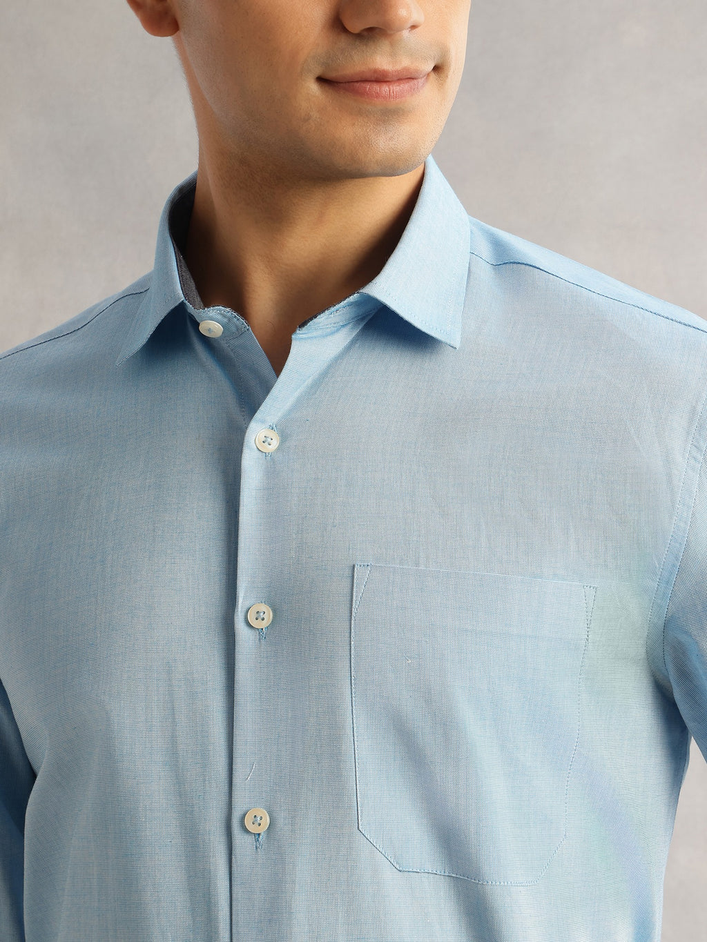 Thomas Scott Men Aqua Regular Fit Long Sleeves Cutaway Collar 100% Cotton Filafil Formal Shirt