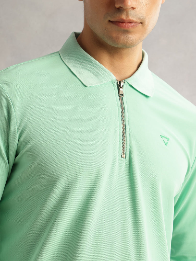 Thomas Scott Men Pista Regular Fit Long Sleeves Solid Polyester Knitted Polo Collar T-shirt